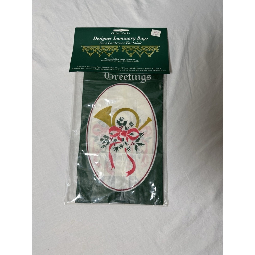 Old Harbor Christmas Season Greetings Luminary Paper Bags 6 Pack Horn NEW